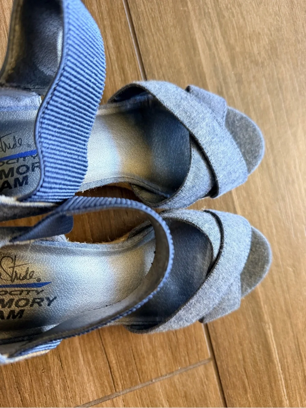 LifeStride Women's Denim Espadrille Wedge Sandals